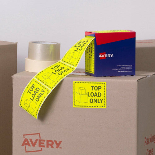 Avery Top Load Only Labels Fluoro Yellow 99.6 x 75mm Roll 750