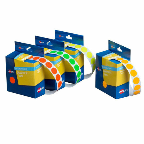 Avery Fluoro Green Circle Dispenser Labels 14mm Removable 700 Pack
