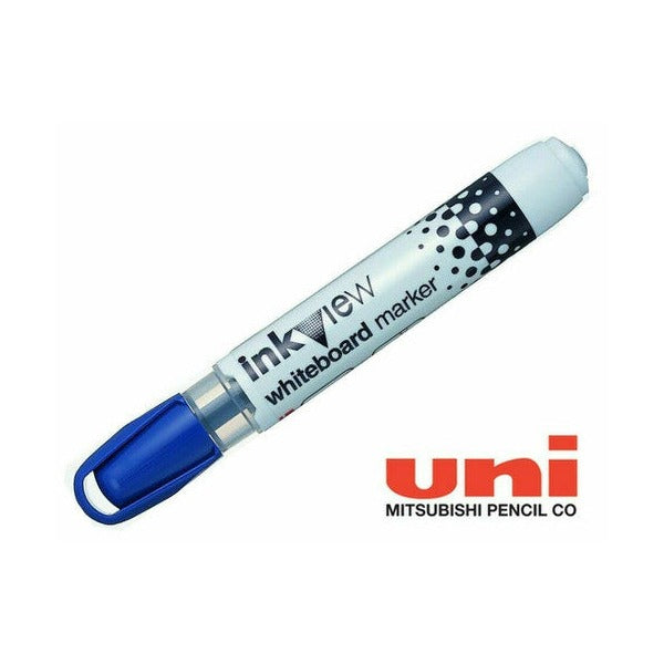 Uni Inkview Whiteboard Marker Bullet Tip 1.8mm Blue Box of 12