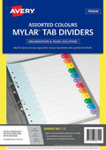 Avery Rainbow Manilla Index Dividers 1-12 12 Tab