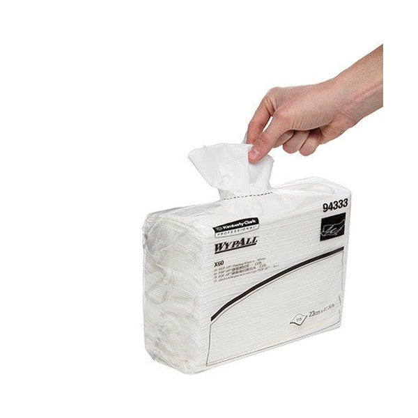 WypAll X60 Poly Bag Single Sheet Wiper White 115 Wipers Box of 12