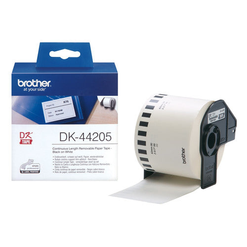 Brother DK-44205 62mm x 30.48m Black on White Removable Paper Label Roll
