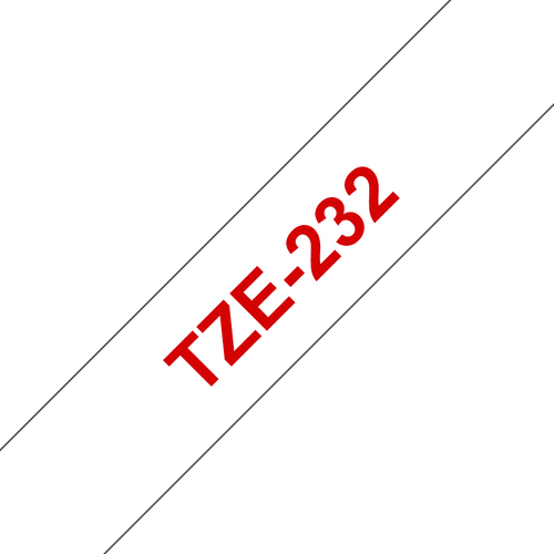 Brother TZe-232 Laminated Label Tape 12mm Red on White