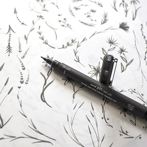 Uni Pin Brush Tip Fineliner Black Box of 12