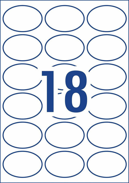 Avery Glossy Oval Labels L7102 63.5 x 42.3mm Pack 180