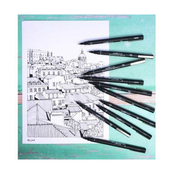Uni Pin Fineliner 0.5mm Drawing Pen Black Box of 12
