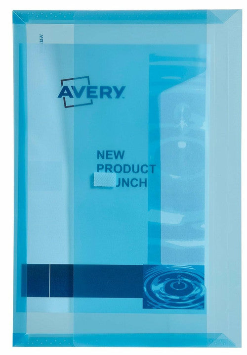 Avery Blue Transparent Document Wallet Foolscap 50 Sheets