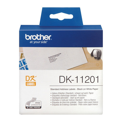Brother DK-11201 29mm x 90mm Black on White Standard Address Label Roll