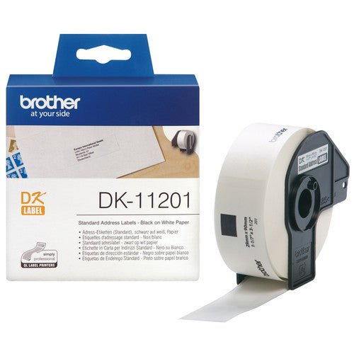 Brother DK-11201 29mm x 90mm Black on White Standard Address Label Roll