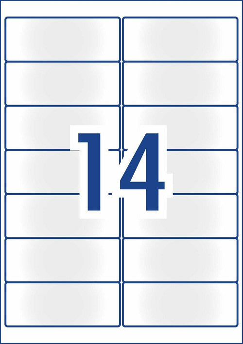 Avery Frosted Clear Address Labels J8563 99.1 x 38.1mm 14UP 350 Labels