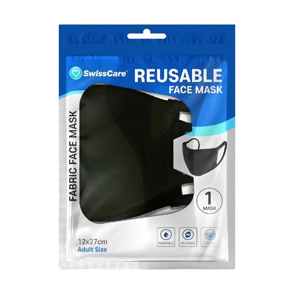 Week Pack of Fabric Soft Cotton Earloop Black Reusable Personnel Protective Face Mask (7 Masks)