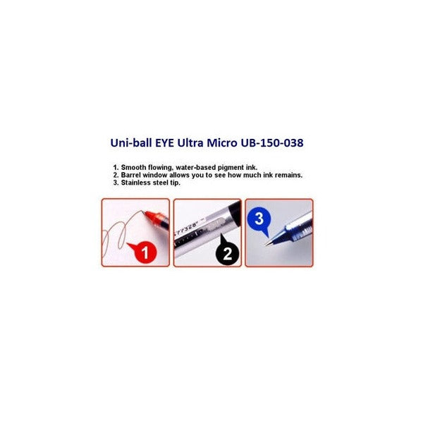Uni-Ball Eye Rollerball Pen 0.38mm Black Box of 12