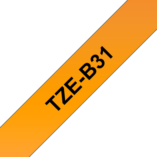 Brother TZe-B31 Fluorescent Label Tape 12mm Black on Fluoro Orange