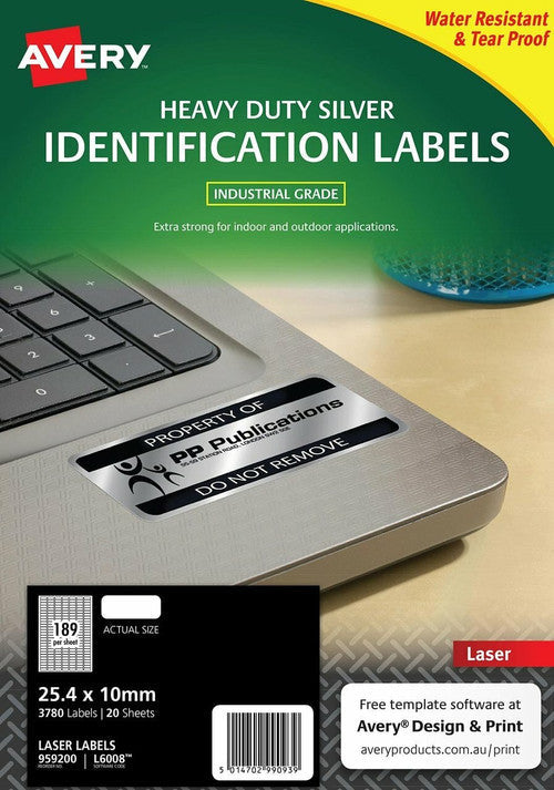 Avery Silver Heavy Duty Labels L6008 25.4 x 10mm 189UP 3780 Labels