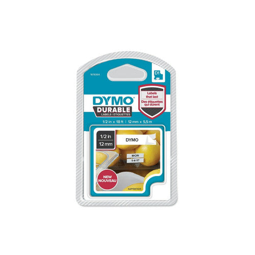 Dymo D1 Durable Label Tape 12mm Black on White