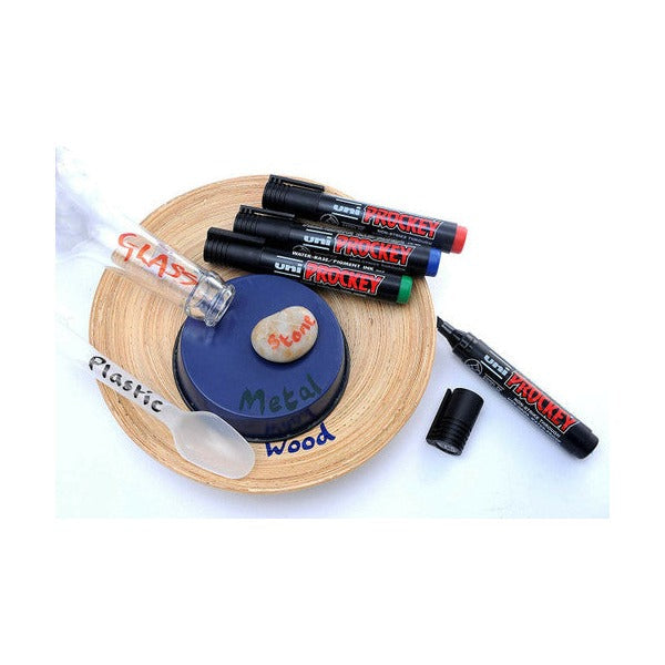 Uni Prockey Permanent Marker 5.7mm Chisel Tip Assorted Wallet of 8