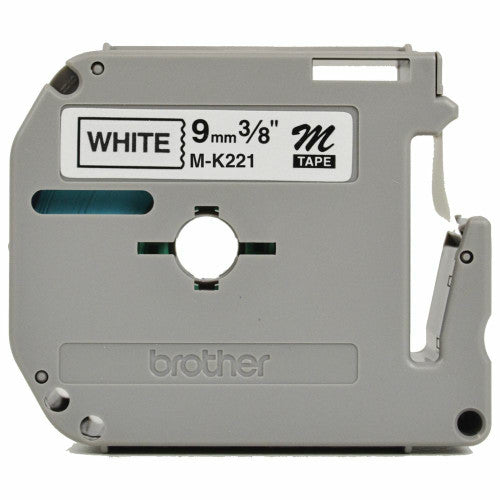 Brother M-K221 Non Laminated Label Tape 9mm Black on White