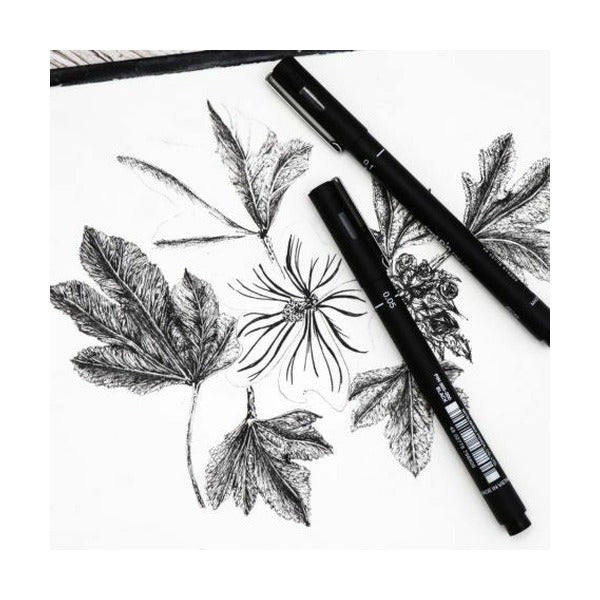 Uni Pin Fineliner Drawing Pen Black Wallet Set of 12