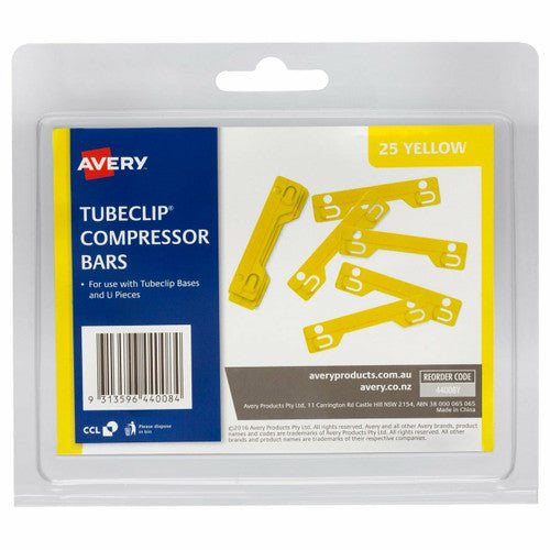 Avery Yellow Tubeclip Compressor Bar Only 25 Pack