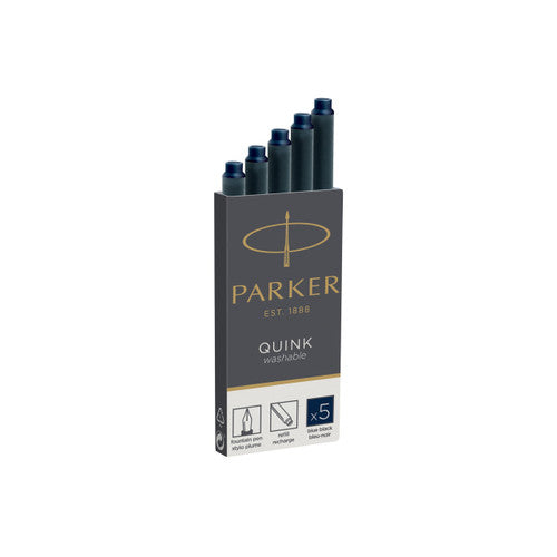 Parker Long Cartridge Blue Black Pack of 5