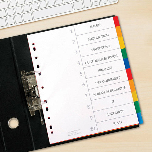 Avery Extra Wide Multi-Coloured Polypropylene Index Dividers 10 Tab L7411-10
