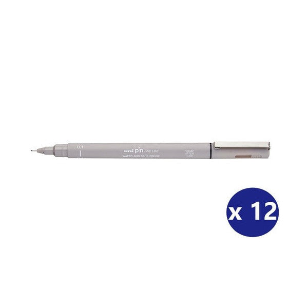 Uni Pin Fineliner 0.1mm Light Grey Box of 12