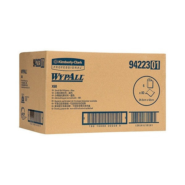 WypAll X60 Small Roll Wiper Blue 80 Wipers Box of 6