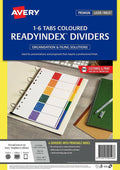 Avery Multi-Coloured ReadyIndex Dividers 1-6 6 Tab L7411-6