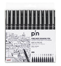 Uni Pin Fineliner Drawing Pen Black Wallet Set of 12
