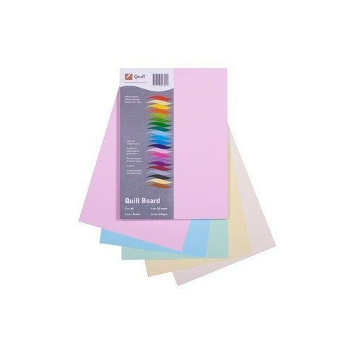 Quill Coloured Board 210gsm A4 Pastel Assorted Pack of 50