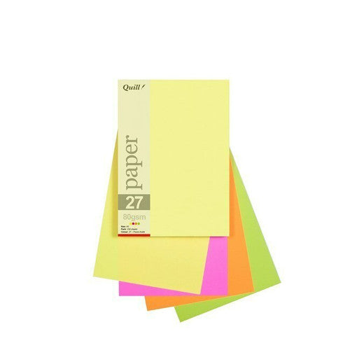 Quill Coloured Paper 80gsm A5 Fluoro Assorted Pack of 250