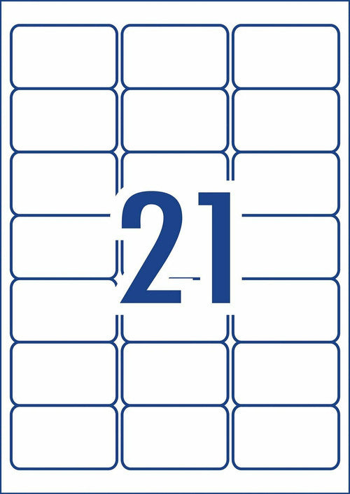 Avery White Heavy Duty Labels L7060 63.5 x 38.1mm 21UP 525 Labels