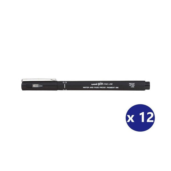 Uni Pin Fineliner 0.03mm Black Box of 12