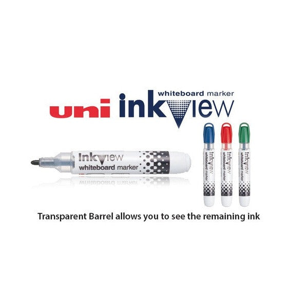 Uni Inkview Whiteboard Marker Bullet Tip 1.8mm Black Box of 12