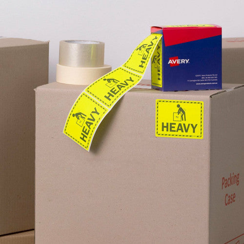 Avery Heavy Labels Fluoro Yellow 99.6 x 75mm Roll 750