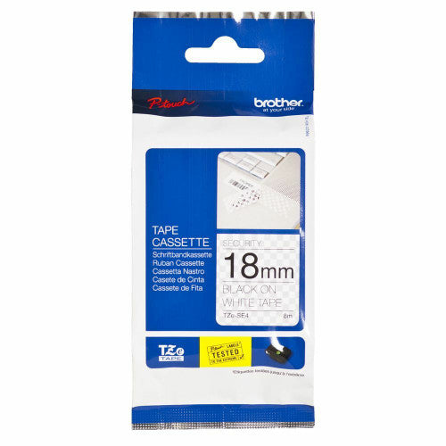 Brother TZe-SE4 Security Label Tape 18mm Black on White