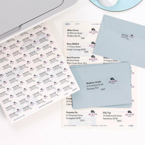 Avery Crystal Clear Address Labels L7551 38.1 x 21.2mm 65UP 1625 Labels