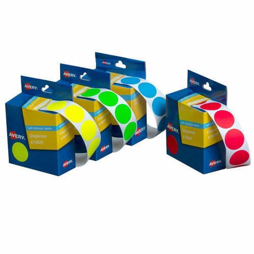 Avery Orange Circle Dispenser Labels 24mm Removable 500 Pack