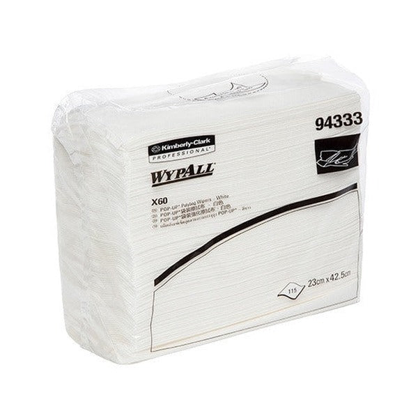 WypAll X60 Poly Bag Single Sheet Wiper White 115 Wipers Box of 12