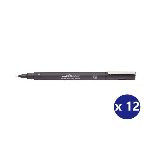 Uni Pin Fineliner 0.1mm Dark Grey Box of 12