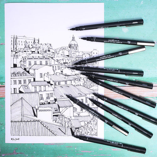 Uni Pin Brush Tip Fineliner Light Grey Box of 12