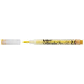 Artline Calligraphy Pen 2.0 in pastel yellow with the cap removed beside it