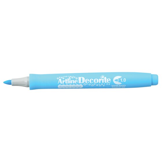 Artline Decorite 1.0mm Pastel Blue marker shown without its cap