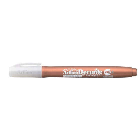 Artline Decorite 3.0mm Metallic Bronze marker with its cap on