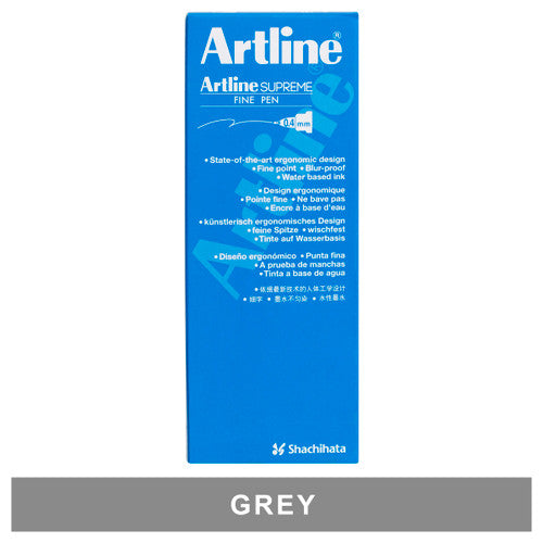 Artline Supreme Fineliner Pen 0.4mm Grey Box of 12