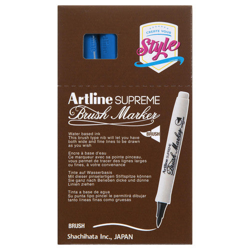 Artline Supreme Brush Marker Royal Blue Box of 12