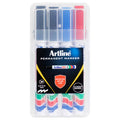 Artline 90 Permanent Marker 5mm Chisel Nib Assorted 4PK Hardcase