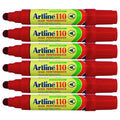 Artline 110 Permanent Marker 4mm Bullet Nib Red Box of 6