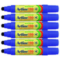 Artline 110 Permanent Marker 4mm Bullet Nib Blue Box of 6