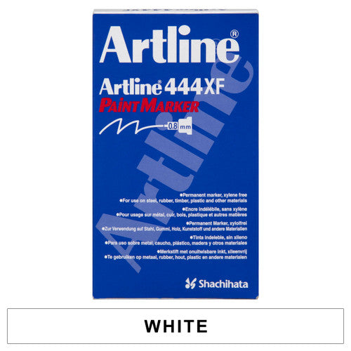 Artline 444 Paint Marker 0.8mm Plastic Tip White Box of 12